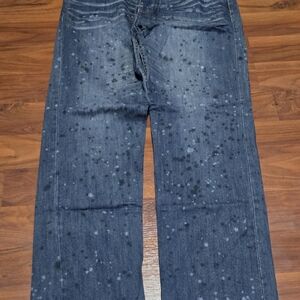 Born Fly Dark Wash Paint-Splatter Straight Leg Jeans